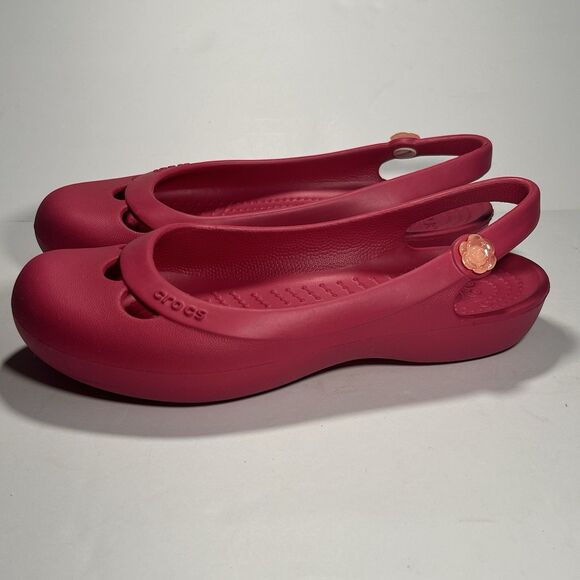 Crocs Jayna Slingback Ballet Flats Womens 6 Pink Raspberry‎ Round Toe Slip On - Picture 1 of 10